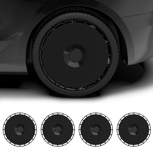 Wheel Covers for Tesla Model Y, Full Coverage Hubcaps Replacement, Centers Lock Installation Rim Cover Protector (Pure Black, Set of 4, 19/20 Inch )
