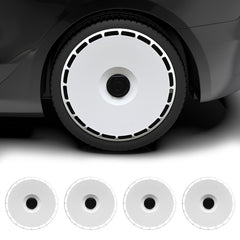 Wheel Covers for Tesla Model S/X/Cybertruck, Full Coverage Hubcaps Replacement, Centers Lock Installation Rim Cover Protector (Pure White, Set of 4)