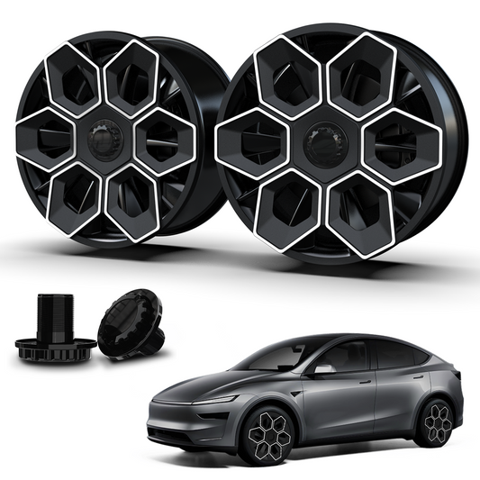 19 in Wheel Covers for Tesla Model Y Juniper Crossflow Wheels 2025, Centers Lock Installation Hubcaps, ABS Material Rim Protector Exterior Accessories (White, 4PCS)