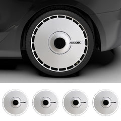 18 Inch Custom Snap On Hub Covers for Tesla Model 3, Wheel Covers Replacement Set, Rim Protectors Impact Resistant, Suitable for 2017-2023 (White Ring)