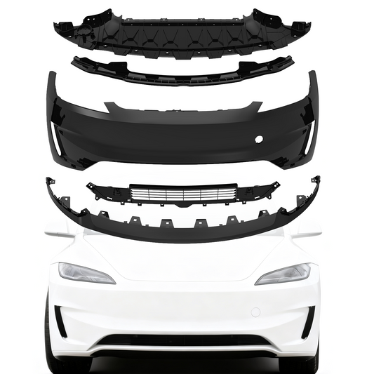 Front Bumper Cover Kit Compatible with Tesla Model 3 Highland / Lower grille, Front lip- Full Body Set
