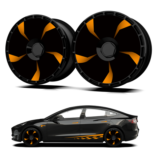 19/ 20 Inch Wheel Covers for Tesla Model Y Juniper Crossflow Wheels 2025, Centers Lock Installation Rim Protector, Full Coverage Hubcaps Exterior Accessories (0336-Yellow, 4 PCS)