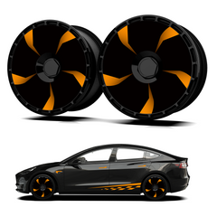 19/ 20 Inch Wheel Covers for Tesla Model Y Juniper Crossflow Wheels 2025, Centers Lock Installation Rim Protector, Full Coverage Hubcaps Exterior Accessories (0336-Yellow, 4 PCS)