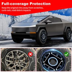 Wheel Covers for Tesla Model X/S/ Cybertruck, Full Coverage Hubcaps Replacement, Centers Lock Installation Rim Cover Protector (0110, Set of 4)