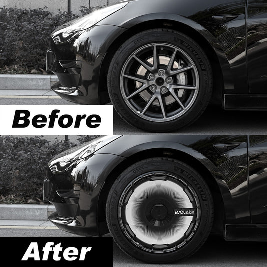 Custom Wheel Covers for Tesla Model Y Gemini Wheel Hubs, Replaceable Rim Protector, Durable Scratch, Center Lock Installation Fits 2021-2024 (Black Hole,19/20 inch )