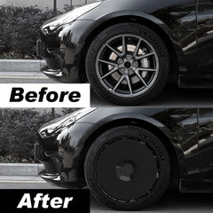 18 Inch Custom Snap On Hub Covers for Tesla Model 3, Wheel Covers Replacement Set, Rim Protectors Impact Resistant, Suitable for 2017-2023 (Pure Black)