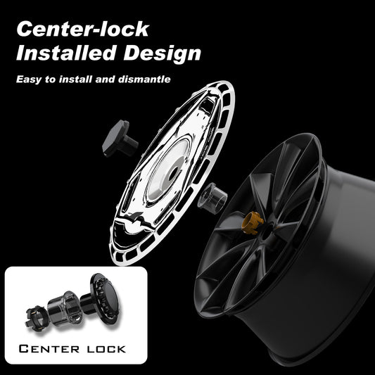 Wheel Covers for Tesla Model Y Juniper, Full Coverage Hubcaps Replacement, Centers Lock Installation Rim Cover Protector (0098, Set of 4, 19/20 Inch )