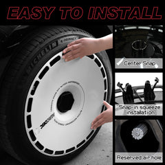 18 Inch Custom Snap On Hub Covers for Tesla Model 3, Wheel Covers Replacement Set, Rim Protectors Impact Resistant, Suitable for 2017-2023 (White Ring)