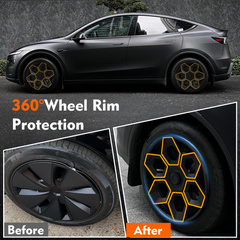 19 in Wheel Covers for Tesla Model Y Juniper Crossflow Wheels 2025, Centers Lock Installation Hubcaps, ABS Material Rim Protector Exterior Accessories (Yellow, 4PCS)