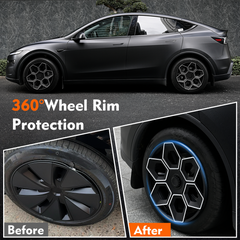 19 in Wheel Covers for Tesla Model Y Juniper Crossflow Wheels 2025, Centers Lock Installation Hubcaps, ABS Material Rim Protector Exterior Accessories (White, 4PCS)