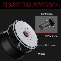 Wheel Covers for Tesla Model X/S/ Cybertruck, Full Coverage Hubcaps Replacement, Centers Lock Installation Rim Cover Protector (White Ring, Set of 4)