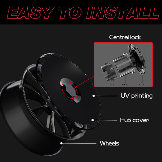 Custom Wheel Covers for Tesla Model Y Juniper Induction Wheel Hubs, Replaceable Rim Protector, Durable Scratch, Center Lock Installation Fits 2025 (Pure Black, 19/20 inch)