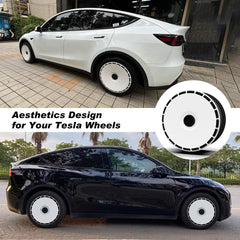 Custom Wheel Covers for Tesla Model 3 Highland Wheel Hubs, Replaceable Rim Protector, Durable Scratch, Center Lock Installation Fit 2024-2025(Pure White)