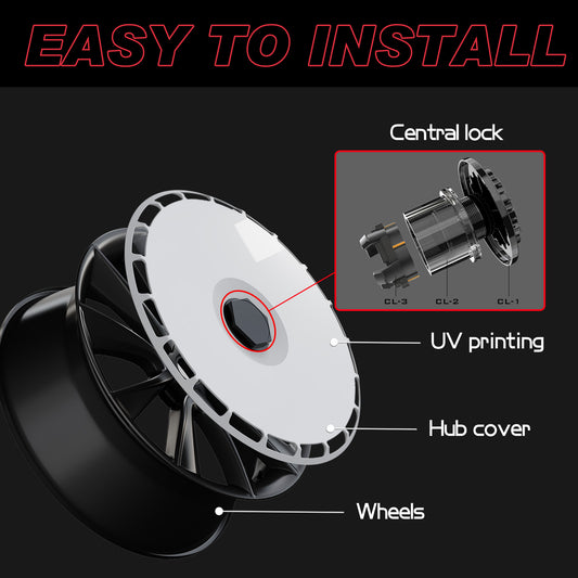 Custom Wheel Covers for Tesla Model 3 Wheel Hubs, Replaceable Rim Protector, Durable Scratch, Center Lock Installation Fit 2017-2023 (Pure White)