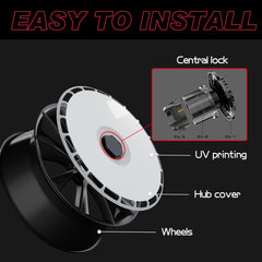 Custom Wheel Covers for Tesla Model 3 Wheel Hubs, Replaceable Rim Protector, Durable Scratch, Center Lock Installation Fit 2017-2023 (Pure White)