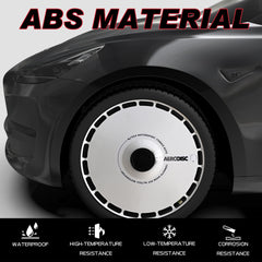 18 Inch Custom Snap On Hub Covers for Tesla Model 3, Wheel Covers Replacement Set, Rim Protectors Impact Resistant, Suitable for 2017-2023 (White Ring)