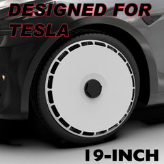Wheel Covers for Tesla Model Y Juniper, Full Coverage Hubcaps Replacement, Centers Lock Installation Rim Cover Protector (Pure White, Set of 4, 19/20 Inch )