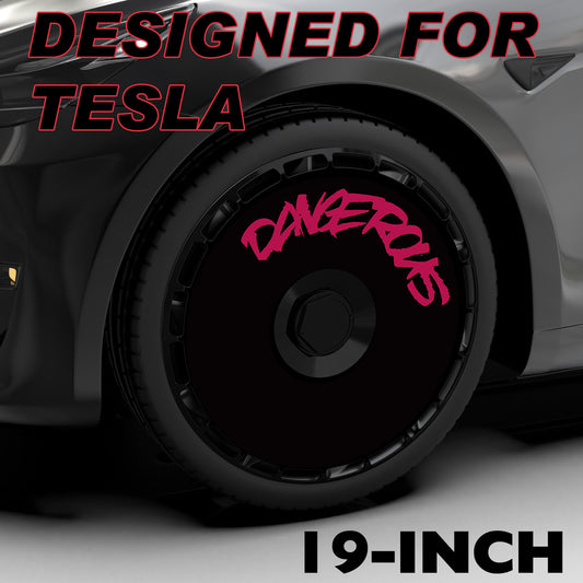 Custom Wheel Covers for Tesla Model Y Gemini Wheel Hubs, Replaceable Rim Protector, Durable Scratch, Center Lock Installation Fits 2021-2024(Devil Niuniu, 19/20 inch)