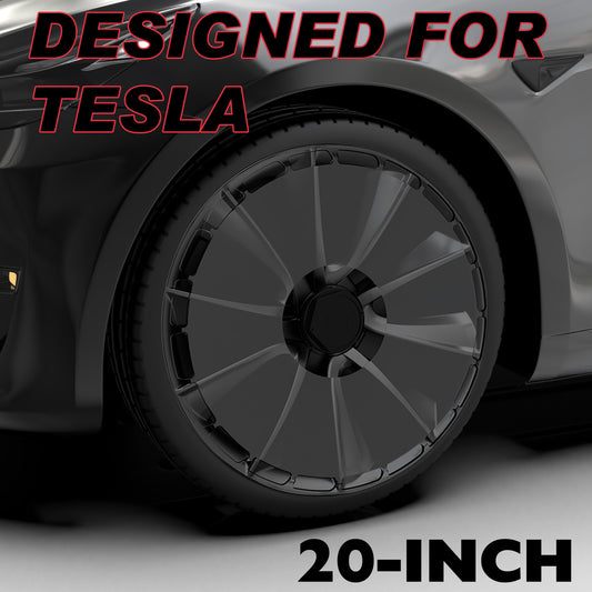 4PCS 19/20 Inch Transparent Wheel Covers for Tesla Model YJuniper Induction Wheel Hubs 2025, Full Coverage Wheel Hubcaps Replacement, Unique Centers Lock Installation Rim Protector