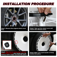 18 Inch Custom Snap On Hub Covers for Tesla Model 3, Wheel Covers Replacement Set, Rim Protectors Impact Resistant, Suitable for 2017-2023 (Pure White)