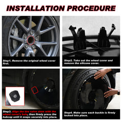 18 Inch Custom Snap On Hub Covers for Tesla Model 3, Wheel Covers Replacement Set, Rim Protectors Impact Resistant, Suitable for 2017-2023 (Pure Black)