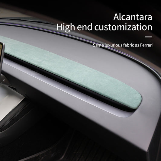 Alcantara Dashboard Overlay Cover, Removable Dashboard Panel Trims, Alcantara Style Center Console Panels Wrap Styling Mouldings Decor Accessories for Tesla 2024 Model 3/ 2025+ Model Y Interiors