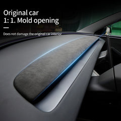 Alcantara Dashboard Overlay Cover, Removable Dashboard Panel Trims, Alcantara Style Center Console Panels Wrap Styling Mouldings Decor Accessories for Tesla 2024 Model 3/ 2025+ Model Y Interiors