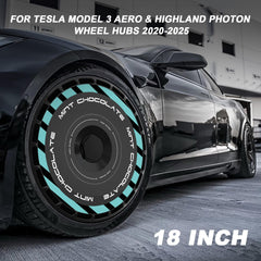 18 Inch Wheel Cover for Tesla Model 3 Aero & Highland Photon Wheel Hubs, Full Coverage Hubcaps, Center Lock Installed Rim Protectors Exterior Accessories Fit for 2020-2025 (Mint Green, 4 PCS)