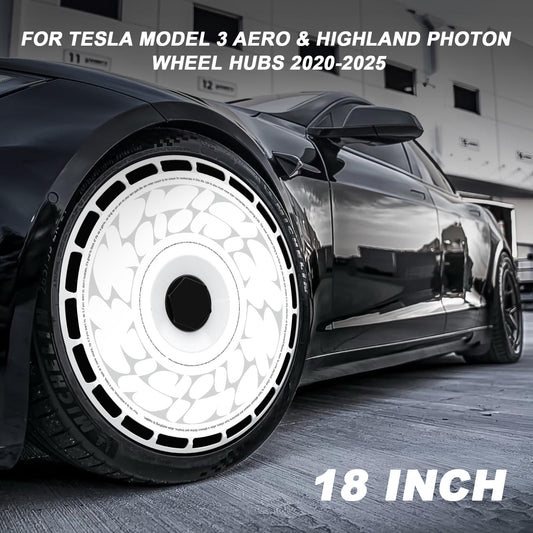 18 Inch Wheel Cover for Tesla Model 3 Aero & Highland Photon Wheel Hubs, Full Coverage Hubcaps, Center Lock Installed Rim Protectors Exterior Accessories Fit for 2020-2025 (Trail Tracker, 4 PCS)