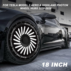 18 Inch Wheel Cover for Tesla Model 3 Aero & Highland Photon Wheel Hubs, Full Coverage Hubcaps, Center Lock Installed Rim Protectors Exterior Accessories Fit for 2020-2025 (One Goal, 4 PCS)