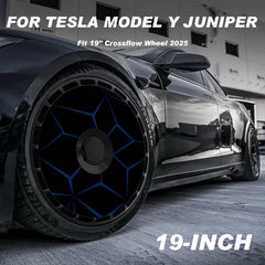 19/20 Inch Wheel Covers for Tesla Model Y Juniper Crossflow Wheels 2025, Centers Lock Installation Rim Protector, Full Coverage Hubcaps Exterior Accessories (Blue Lava, 4 PCS)