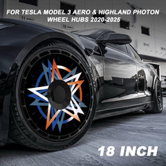 18 Inch Wheel Cover for Tesla Model 3 Aero/Highland Photon Wheel Hubs, Full Coverage Hubcaps, Center Lock Installation Rim Protectors Exterior Accessories Fit for 2020-2025 (Illusion, 4 PCS)