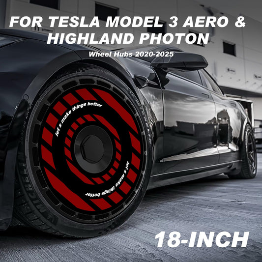 18 Inch Wheel Cover for Tesla Model 3 Aero/Highland Photon Wheel Hubs, Full Coverage Hubcaps, Center Lock Installation Rim Protectors Exterior Accessories Fit for 2020-2025 (Red Rock, 4 PCS)