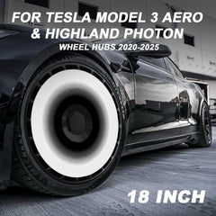 18 Inch Wheel Cover for Tesla Model 3 Aero/Highland Photon Wheel Hubs, Full Coverage Hubcaps, Center Lock Installation Rim Protectors Exterior Accessories Fit for 2020-2025 (Pupil White, 4 PCS)