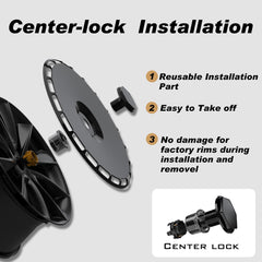 Wheel Covers for BYD Sealion 7 , Full Coverage Hubcaps Replacement, Centers Lock Installation Rim Cover Protector (Black Flowers, 4 PCS)