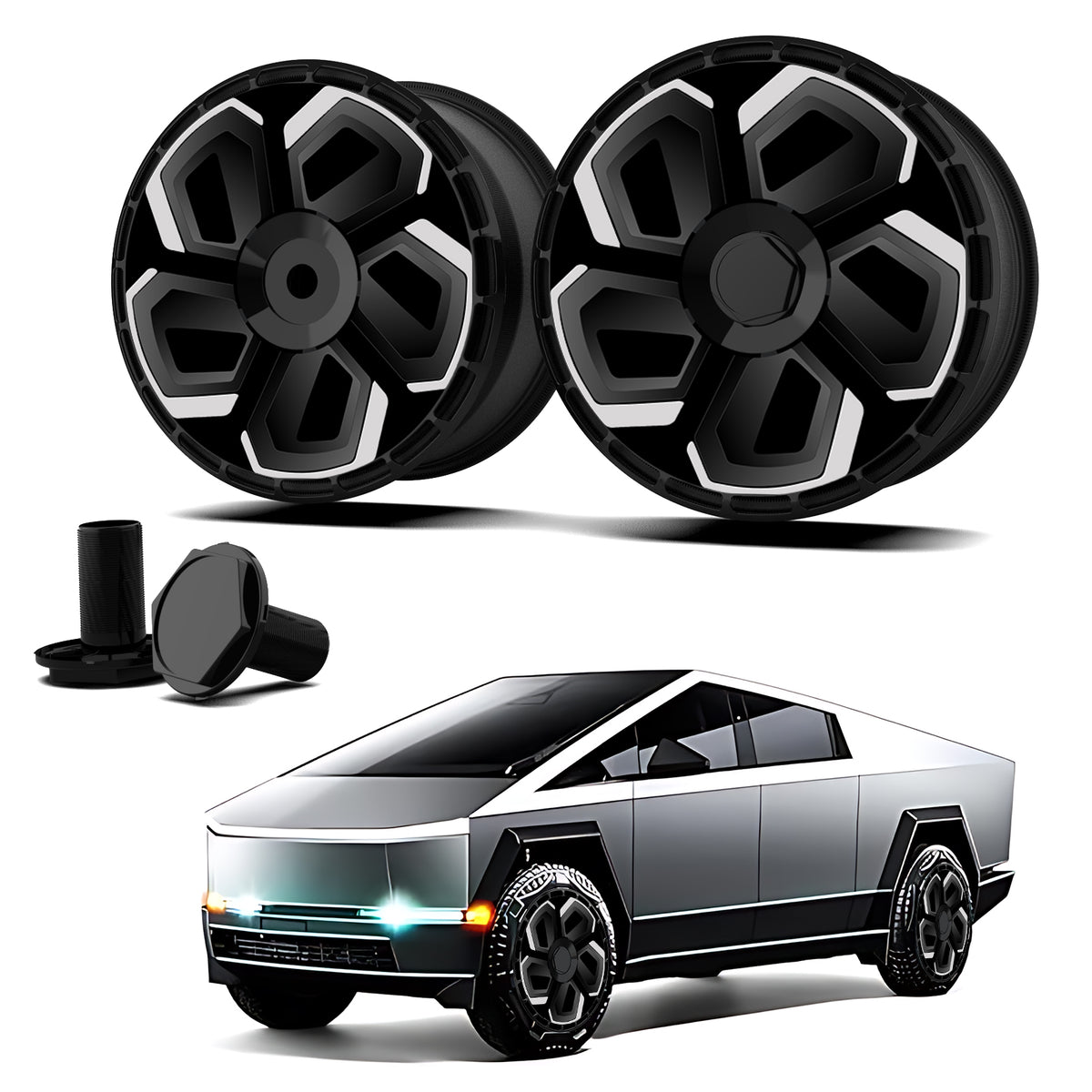 Wheel Covers for Tesla Model X/S/ Cybertruck, Full Coverage Hubcaps Replacement, Centers Lock Installation Rim Cover Protector (0301, Set of 4)