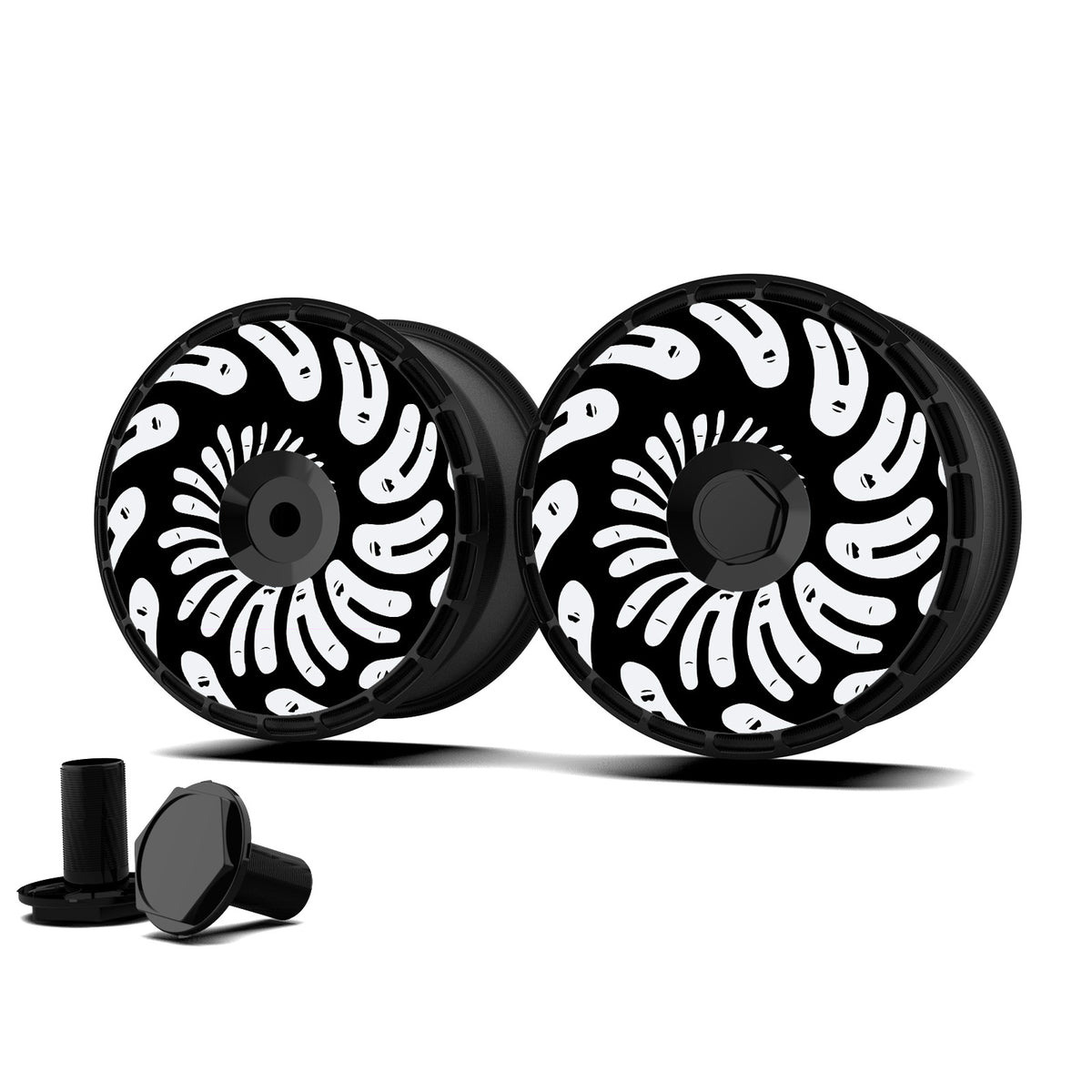 Wheel Covers for BYD Han, Full Coverage Hubcaps Replacement, Centers Lock Installation Rim Cover Protector (Little Ghost, Set of 4)