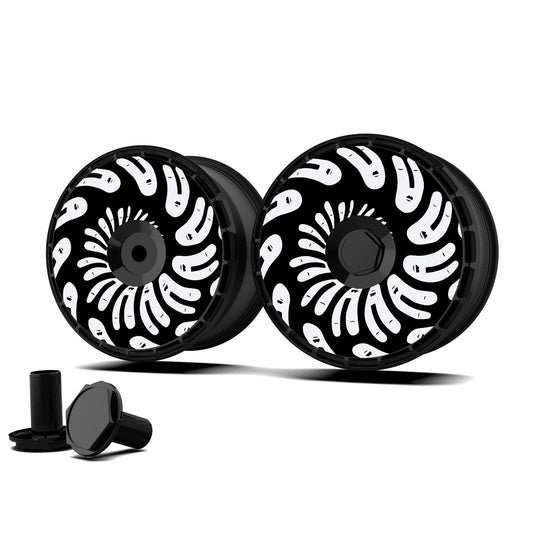 Wheel Covers for BYD Han, Full Coverage Hubcaps Replacement, Centers Lock Installation Rim Cover Protector (Little Ghost, Set of 4)