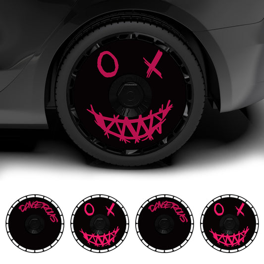 Wheel Covers for Tesla Model S/X/Cybertruck, Full Coverage Hubcaps Replacement, Centers Lock Installation Rim Cover Protector (Devil Niuniu, Set of 4)