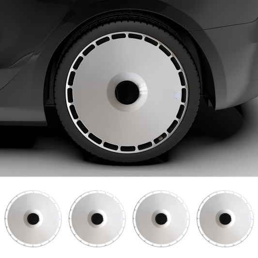 18 Inch Custom Snap On Hub Covers for Tesla Model 3, Wheel Covers Replacement Set, Rim Protectors Impact Resistant, Suitable for 2017-2023 (Pure White)