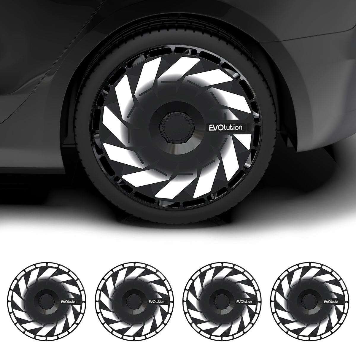 Custom Snap On Hub Covers for Tesla Model 3 Highland, Wheel Covers Replacement Set, Rim Protectors Impact Resistant, Suitable for 2024-2025 (Hurricane ,18 Inch)
