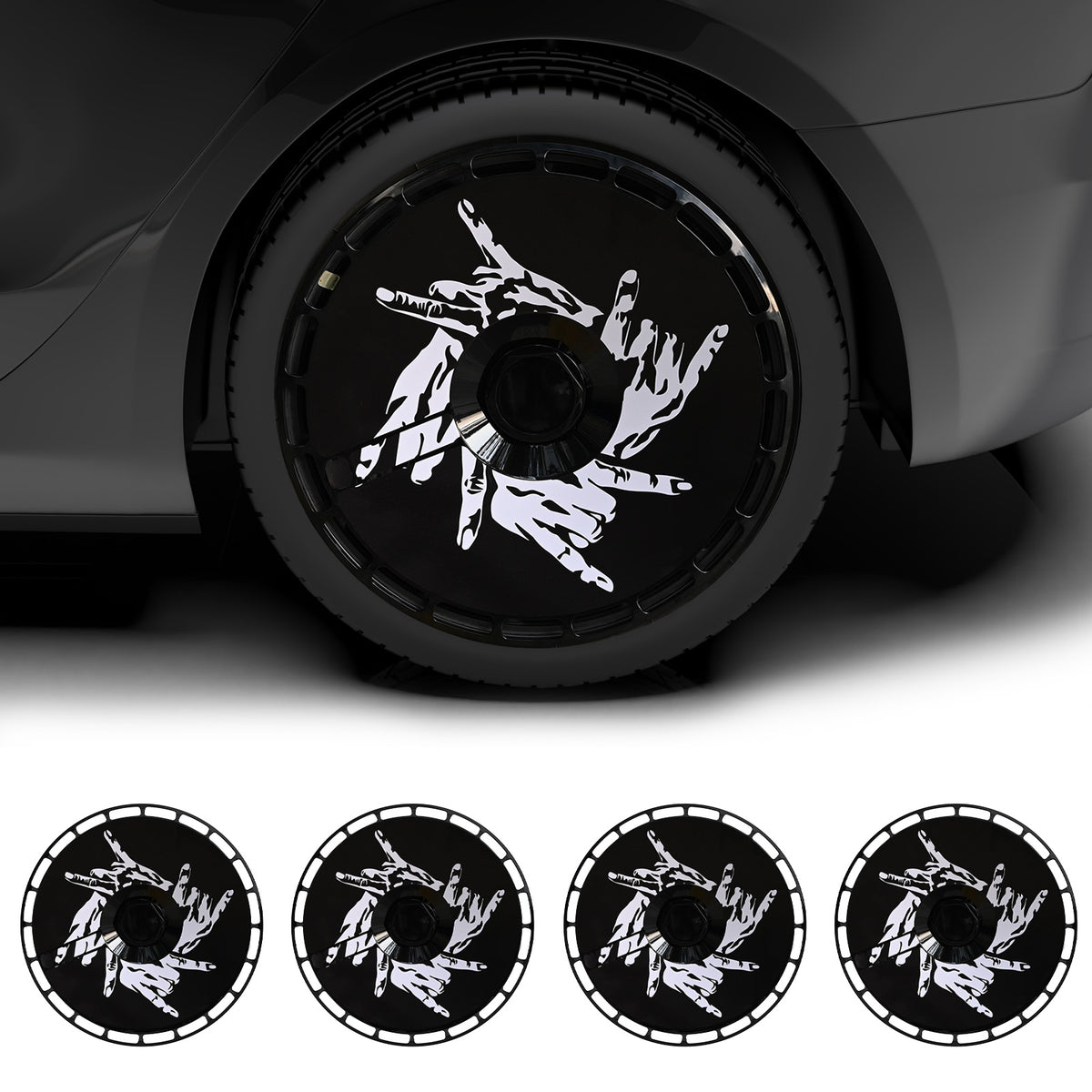Custom Snap On Hub Covers for Tesla Model Y, Wheel Covers Replacement Set, Rim Protectors Impact Resistant, Suitable for 2021-2024 (Eros,Model Y,19/20 inch)