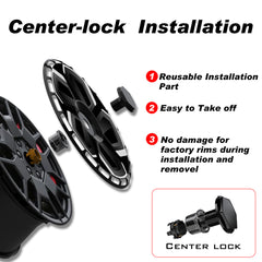 Wheel Covers for Tesla Model X/S/ Cybertruck, Full Coverage Hubcaps Replacement, Centers Lock Installation Rim Cover Protector (0301, Set of 4)