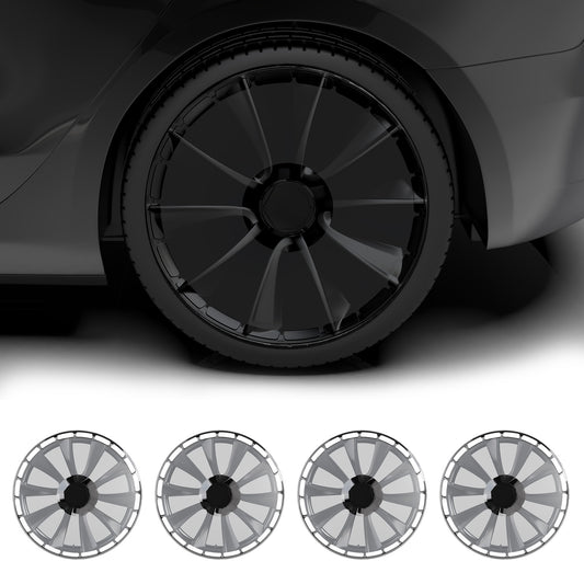 4PCS 19/20 Inch Transparent Wheel Covers for Tesla Model S/X/Cybertruck Induction Wheel Hubs 2020-2024, Full Coverage Wheel Hubcaps Replacement, Unique Centers Lock Installation Rim Protector