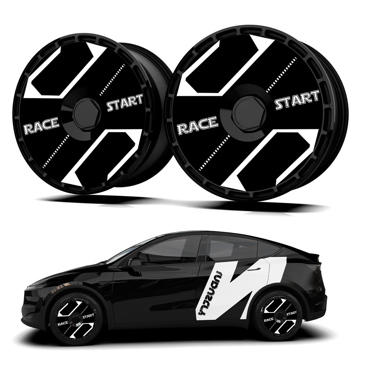 19/ 20 Inch Wheel Covers for Tesla Model Y Juniper Crossflow Wheels 2025, Centers Lock Installation Rim Protector, Full Coverage Hubcaps Exterior Accessories (0348, 4 PCS)