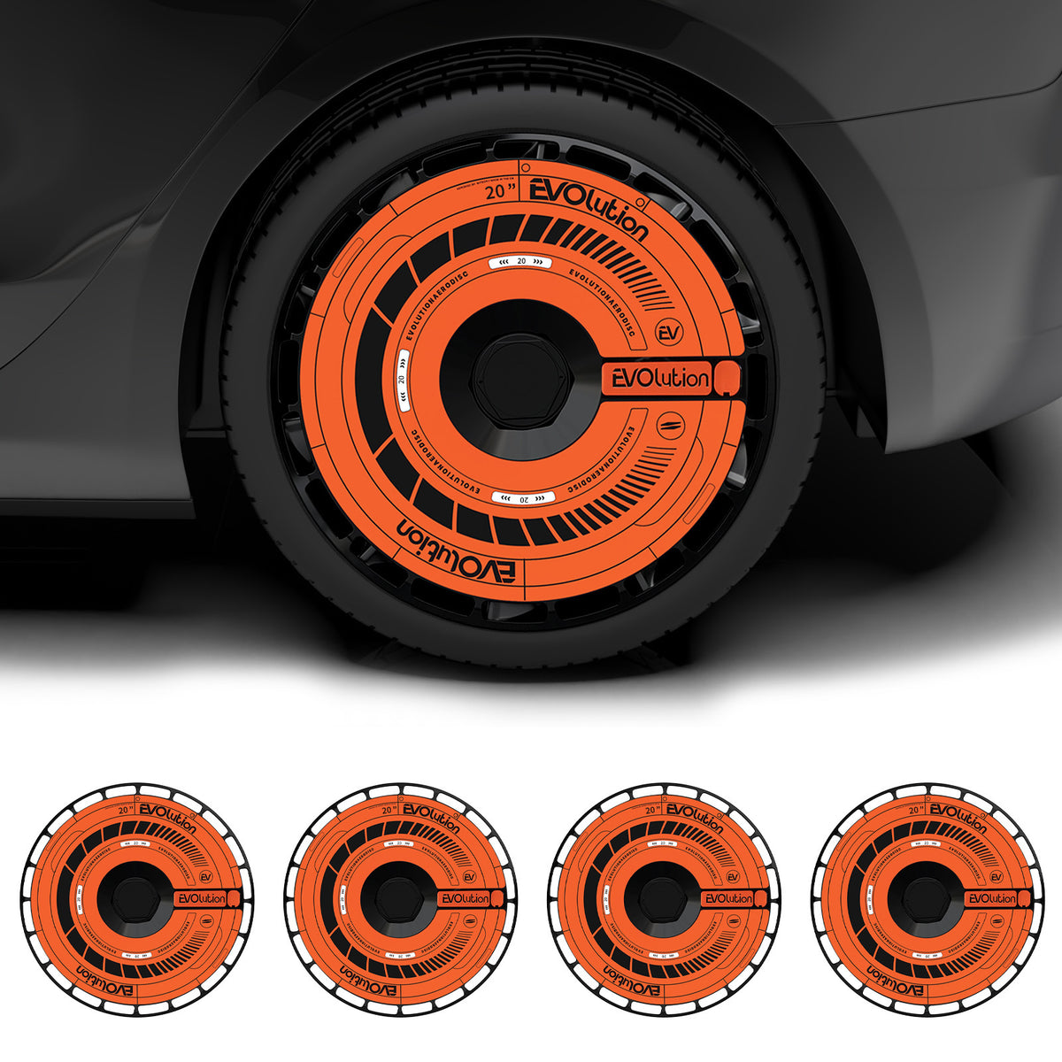 Custom Snap On Hub Covers for Tesla Model Y, Wheel Covers Replacement Set, Rim Protectors Impact Resistant, Suitable for 2021-2024 (Orange Legend,19/20 inch)