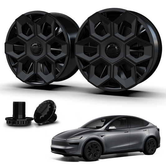 19 in Wheel Covers for Tesla Model Y Juniper Crossflow Wheels 2025, Centers Lock Installation Hubcaps, ABS Material Rim Protector Exterior Accessories (Black, 4PCS)