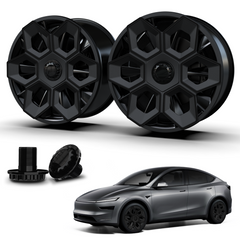 19 in Wheel Covers for Tesla Model Y Juniper Crossflow Wheels 2025, Centers Lock Installation Hubcaps, ABS Material Rim Protector Exterior Accessories (Black, 4PCS)