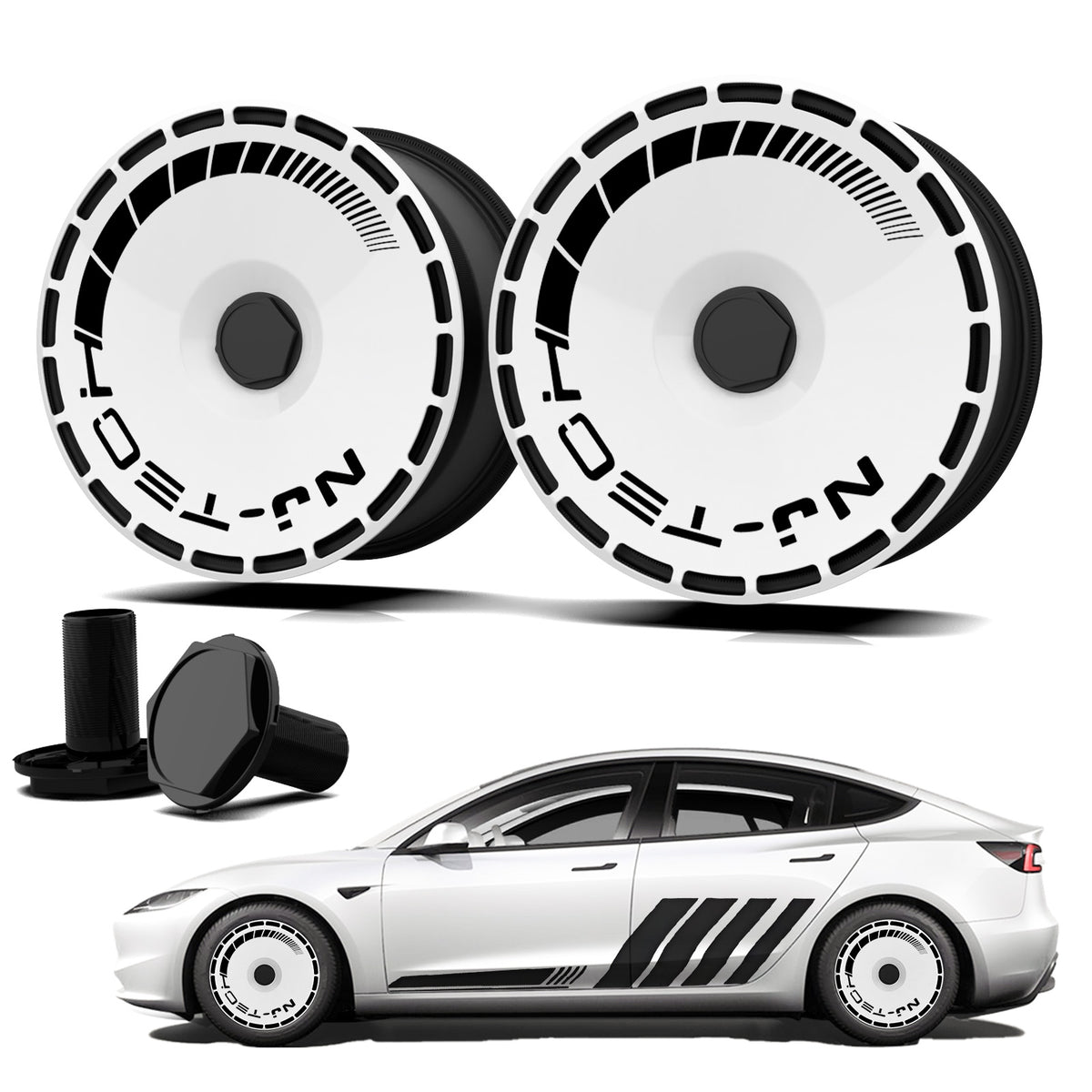 19/ 20 Inch Wheel Covers for Tesla Model Y Juniper Crossflow Wheels 2025, Centers Lock Installation Rim Protector, Full Coverage Hubcaps Exterior Accessories (0012, 4 PCS)