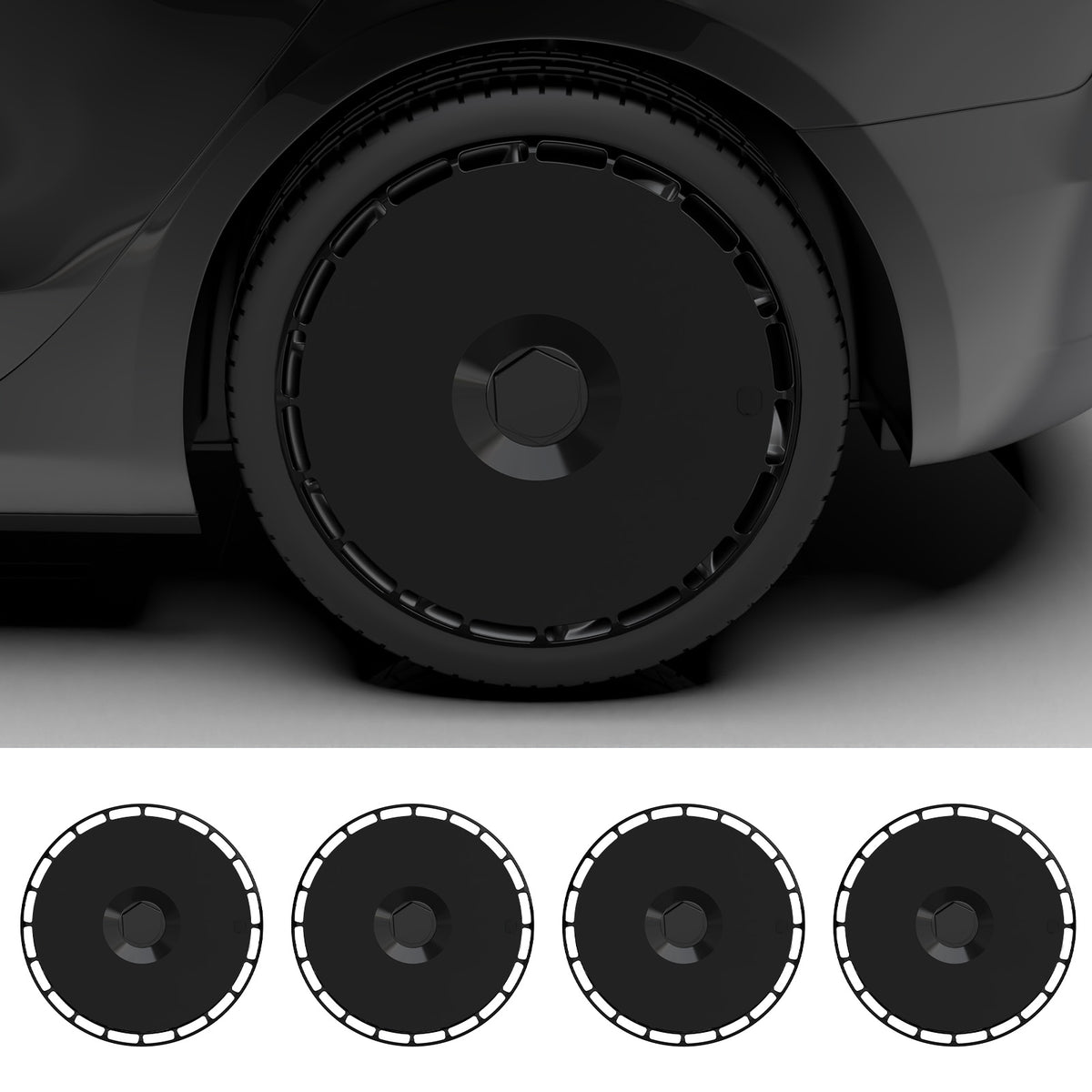 Wheel Covers for BYD Han Ev, Full Coverage Hubcaps Replacement, Centers Lock Installation Rim Cover Protector (Pure Black, Set of 4)